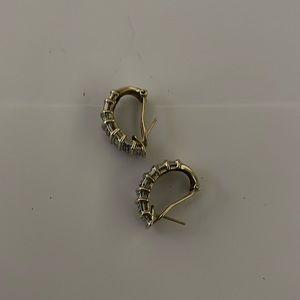 COPY - 14kt yellow gold diamond earrings , beautiful, baguettes and round diamo…